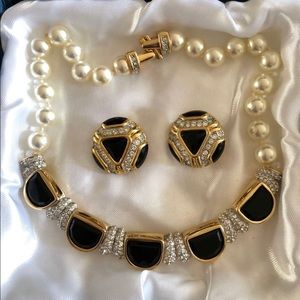 Vintage Rare Swarovski "S.A.L." Faux Pearl,  Rhinestone Necklace Set